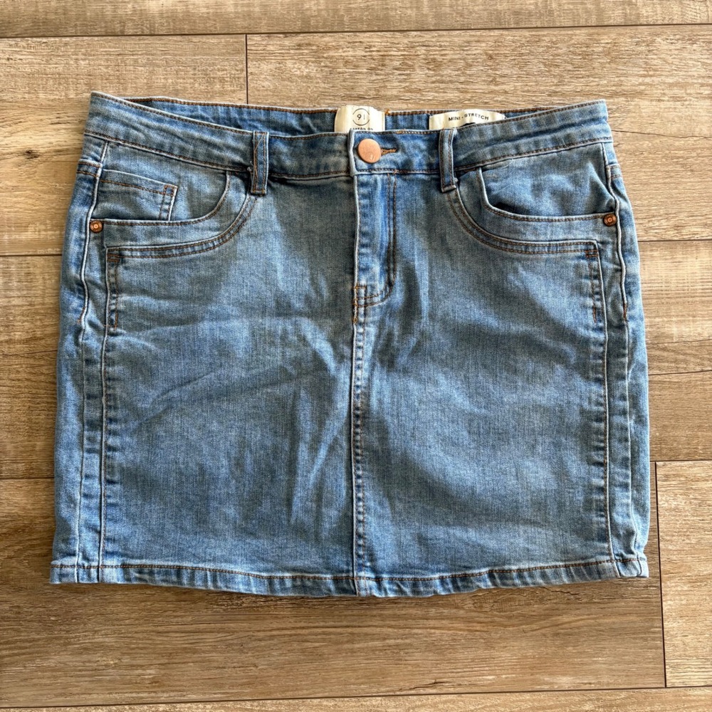 Cotton On 91 Denim Mini Skirt Women Size 8 Blue Stretch Casual‎ Short Jean Skirt